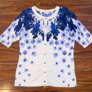 New York & Company Floral Cardigan, Size M
